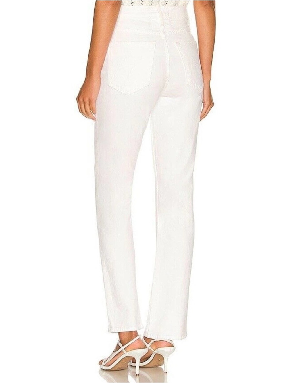 MOTHER High Waisted Rider Skimp Act Natural Women's Cream Cotton Jeans Size 23 - Picture 2 of 13